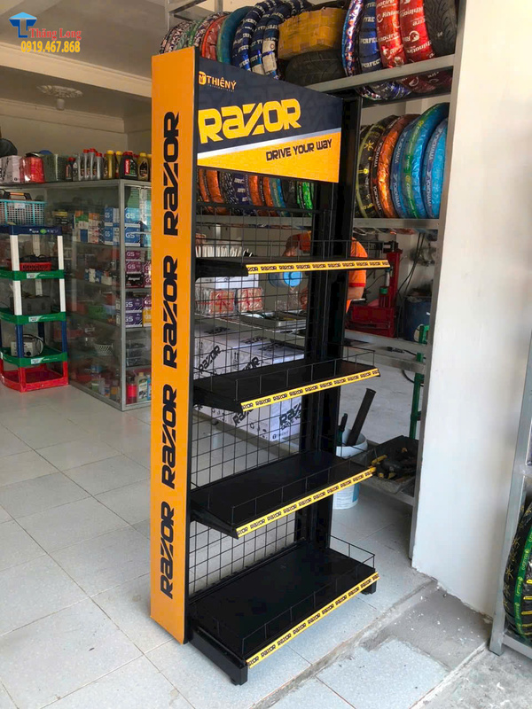 Kệ trưng bày quảng cáo dầu nhớt Razor giá tốt, chất lượng